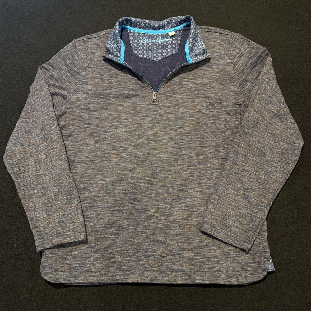 Robert Graham Ledson 1/4 Zip Sweater Classic Fit in Navy Melange Mens Suze XL